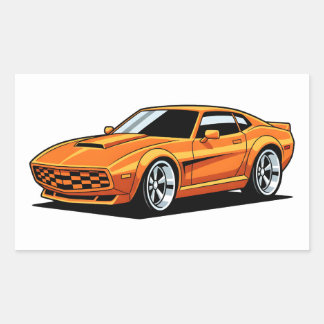 Orange Toon Vehicle Rectangular Sticker