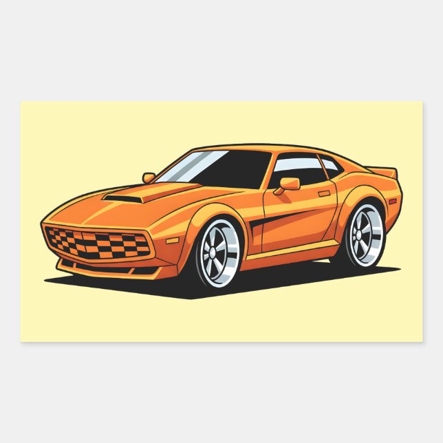 Orange Toon Vehicle Rectangular Sticker (Front)