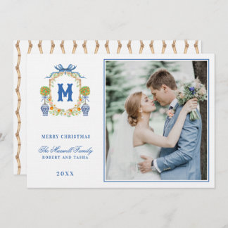 Orange Topiary in Chinoiserie Pot Crest Monogram Invitation