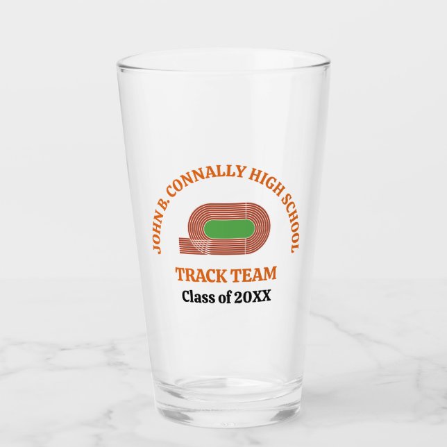 Orange Track Team Custom High School Runner Glass (Front)