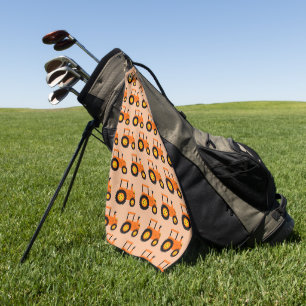 Orange Tractor Design Any Colour Background Golf Towel