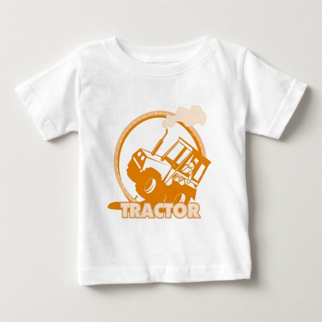 Orange Tractor Farm Machinery Baby T-Shirt (Front)