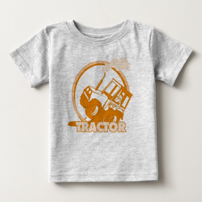 Orange Tractor Farm Machinery Baby T-Shirt (Front)