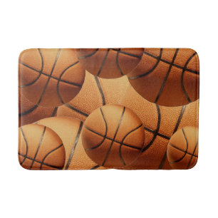Orange Traditional Basketballs Memory Foam Bathmat