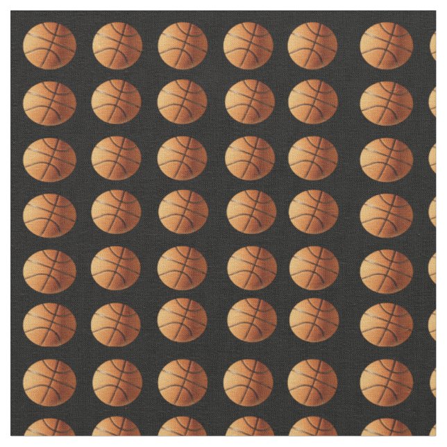 Orange Traditional Basketballs On Black, Fabric (Close Up)