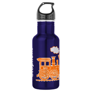 Orange train kids full name teal drinks bottle