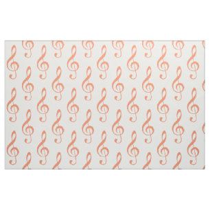 Orange Treble Clef Pattern Fabric