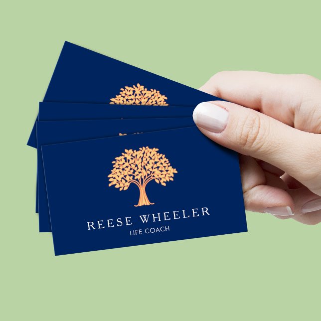 Orange Tree Logo Life Coach Health and Wellness Business Card (Creator Uploaded)