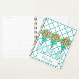 Orange Tree Topiary Blue Ginger Jar Stickers Planner