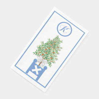 Orange tree Topiary Chinoiserie Paper Guest Towel Napkin