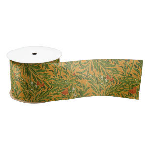 Orange Tree Vintage Wallpaper Pattern Art Nouveau Satin Ribbon