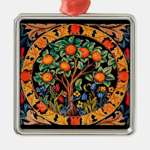 ORANGE TREE WITH GREEN LEAVES,FLOWERS METAL TREE DECORATION