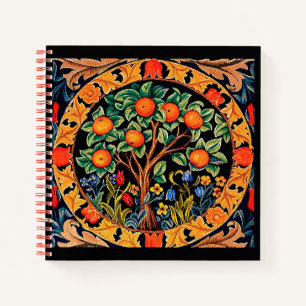 ORANGE TREE WITH GREEN LEAVES,FLOWERS NOTEBOOK