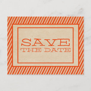 Orange Trendy Stripes Save the Date Postcard