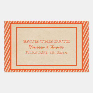 Orange Trendy Stripes Save the Date Stickers