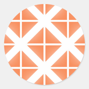 Orange Trendy Triangle Pattern Classic Round Sticker