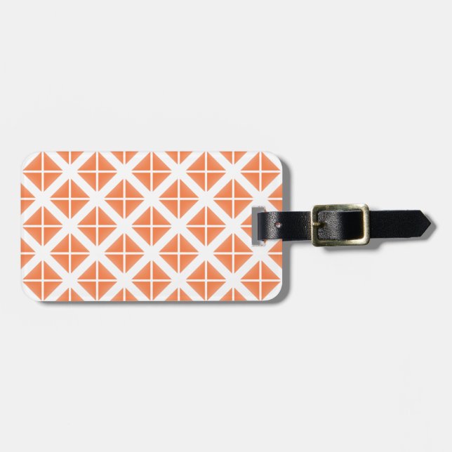 Orange Trendy Triangle Pattern Luggage Tag (Front Horizontal)
