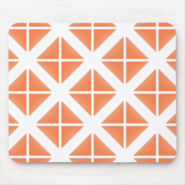 Orange Trendy Triangle Pattern Mouse Pad (Front)
