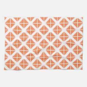 Orange Trendy Triangle Pattern Tea Towel