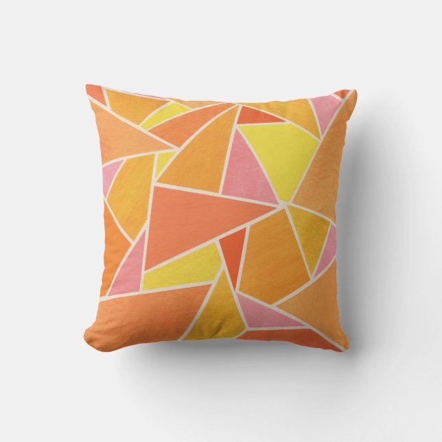 Orange Triangles Throw Pillow (Front)