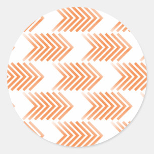Orange Tribal Arrow Pattern Classic Round Sticker
