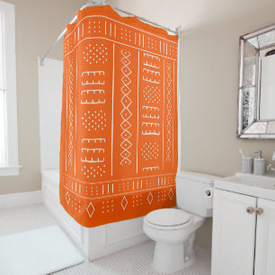 Orange Tribal Pattern Shower Curtain