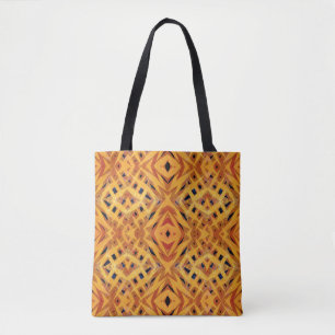 Orange tribal shapes pattern tote bag