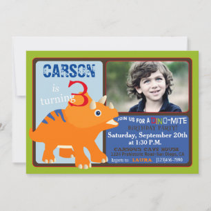 Orange Triceratops Dinosaur Third Birthday