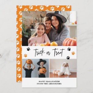 Orange Trick or Treat Pet Photo Halloween Card