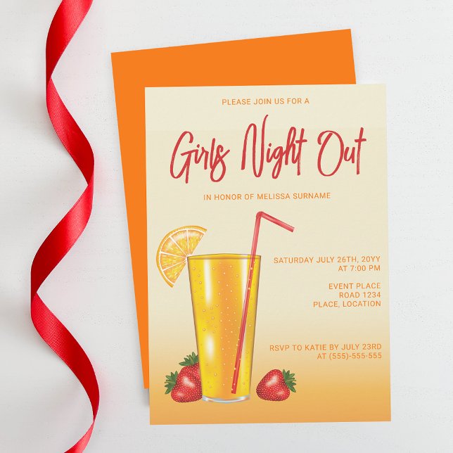 Orange Tropical Citrus Drink Girls Night Out Invitation (Creator Uploaded)