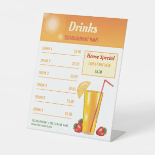 Orange Tropical Drink Menu For A Bar Or Restaurant Pedestal Sign