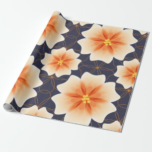 Orange Tropical Floral Pattern Custom Wrapping Paper