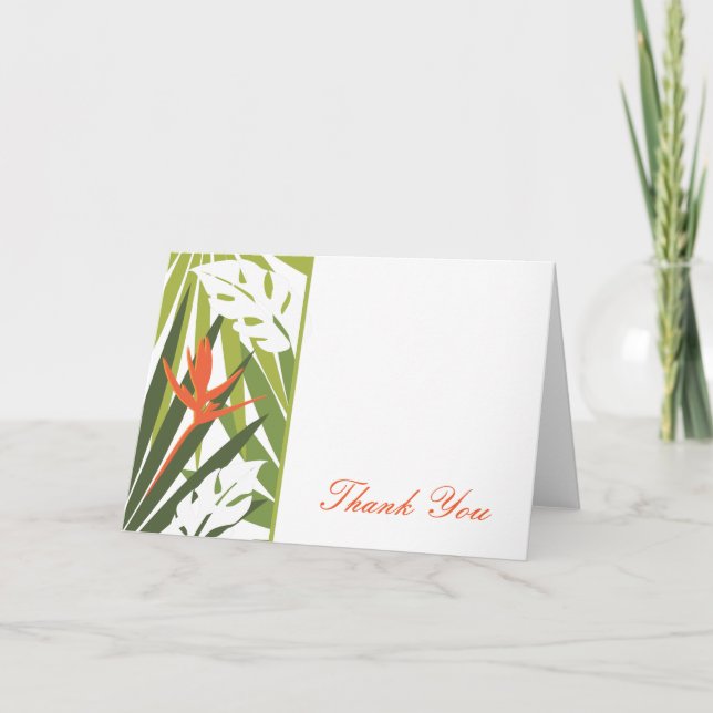Orange Tropical Floral Thank You Card (Front)