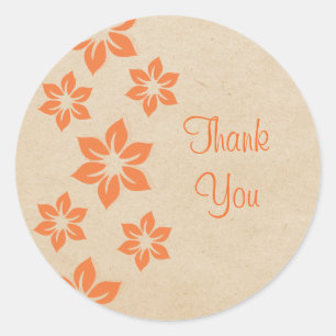 Orange Tropical Floral Thank You Stickers