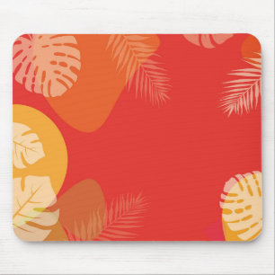 Orange Tropical Pattern Mouse Pad