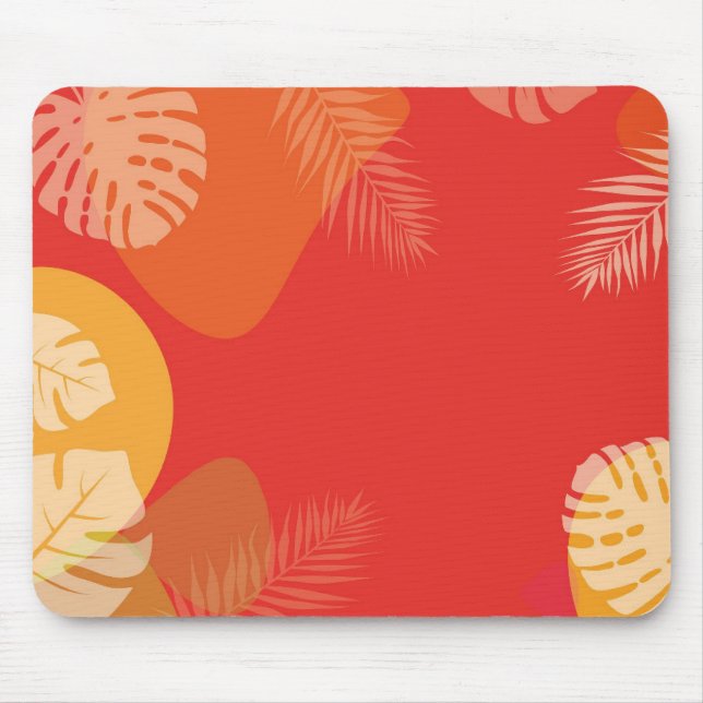 Orange Tropical Pattern Mouse Pad (Front)
