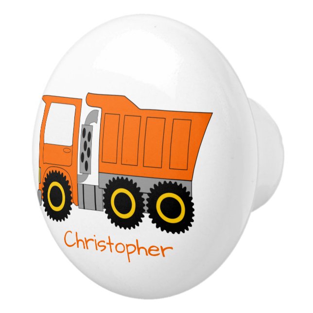 Orange Truck Design Personalised Ceramic Knob (Right)
