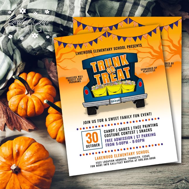 Orange Trunk or Treat Car Trunk Halloween Event Flyer (Creator Uploaded)