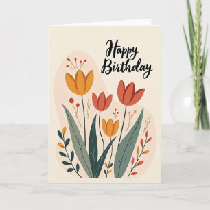 Orange Tulip Birthday Card