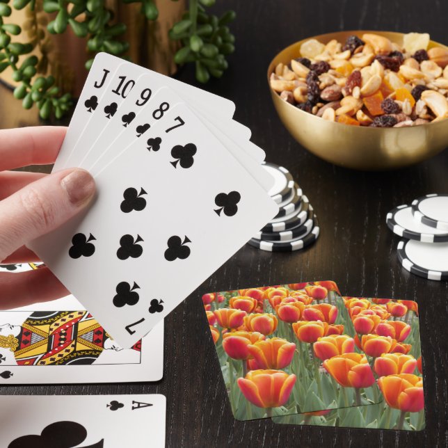 Orange Tulip Blooms Floral Playing Cards (In Situ)
