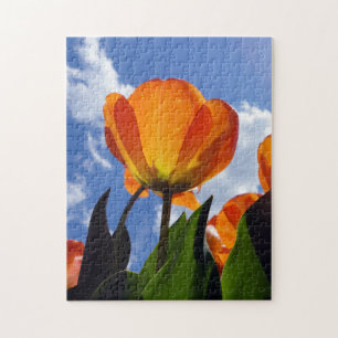 Orange Tulip, Blue Sky Jigsaw Puzzle