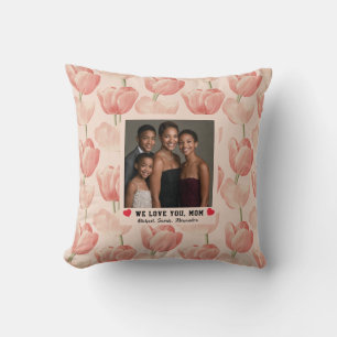 Orange Tulip Bouquet Mummy Son Garden Inspired Cushion