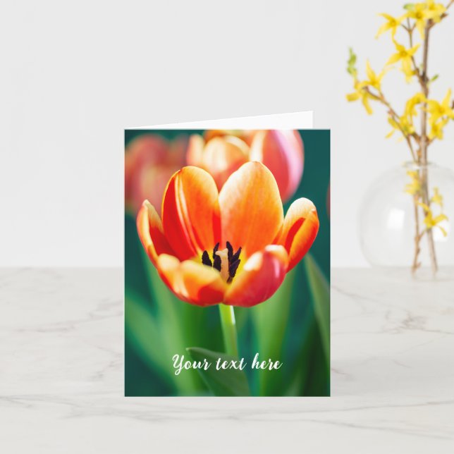 Orange Tulip Card (Yellow Flower)