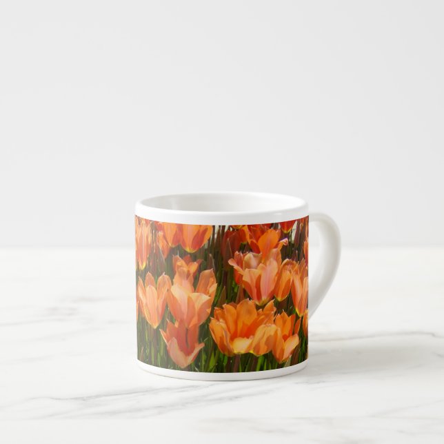 Orange Tulip Flowers Espresso Mugs Coffee (Front Right)