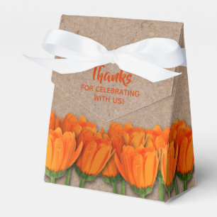 Orange Tulip on Kraft Tent Style Favour Box