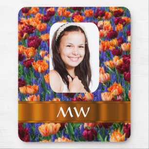 Orange tulip personalised photo mouse pad