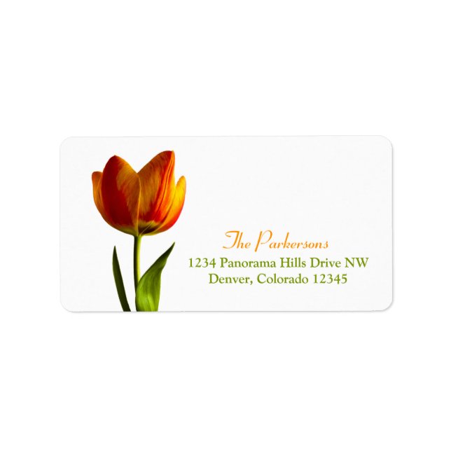 Orange Tulip Wedding Address Labels (Front)