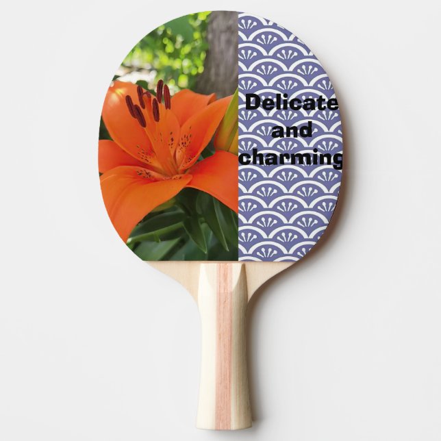 Orange tulips and blue minimalist waves ping pong paddle (Front)