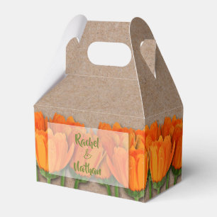 Orange Tulips Kraft Gable Favour Boxes