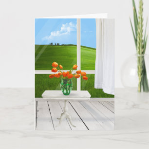 Orange Tulips on Table Card